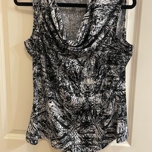 Black and white scoop neck blouse - size L